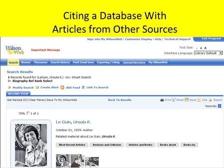 Citing a Database With Articles from Other Sources.