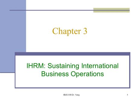 IHRM: Sustaining International Business Operations