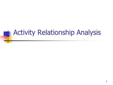 1 Activity Relationship Analysis 2 The Three As of Plant Layout 1. A ffinities (Relationships) 2. A reas 3. A djustment.