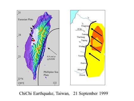ChiChi Earthquake, Taiwan, 21 September 1999. km/sec. Slip velocity less.