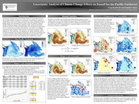 Uncertainty Analysis of Climate Change Effects on Runoff for the Pacific Northwest Greg Karlovits and Jennifer Adam Department of Civil and Environmental.