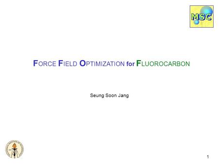 1 F ORCE F IELD O PTIMIZATION for F LUOROCARBON Seung Soon Jang.