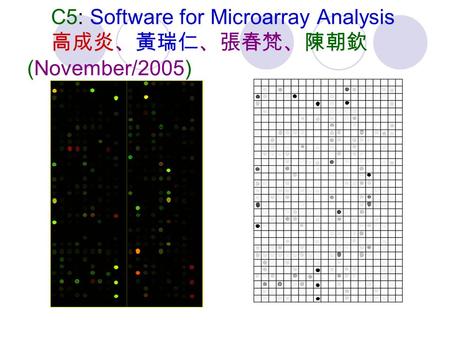 C5: Software for Microarray Analysis 高成炎、黃瑞仁、張春梵、陳朝欽 (November/2005)