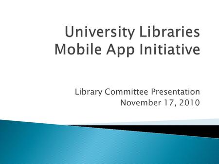 Library Committee Presentation November 17, 2010.