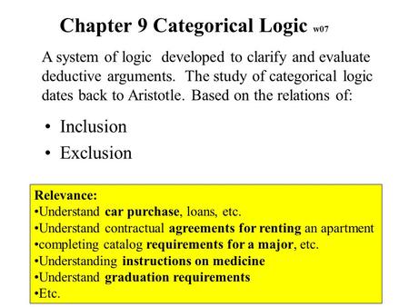 Chapter 9 Categorical Logic w07