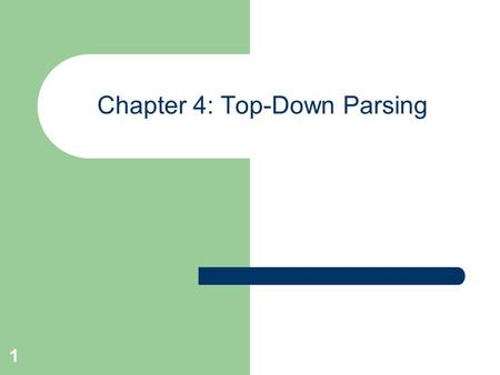 1 Chapter 4: Top-Down Parsing. 2 Objectives of Top-Down Parsing an attempt to find a leftmost derivation for an input string. an attempt to construct.
