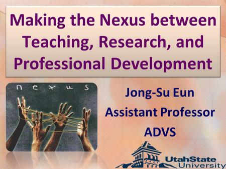 Making the Nexus between Teaching, Research, and Professional Development Jong-Su Eun Assistant Professor ADVS.