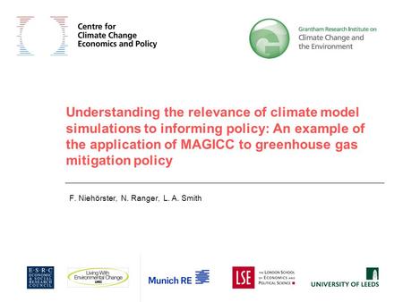 Understanding the relevance of climate model simulations to informing policy: An example of the application of MAGICC to greenhouse gas mitigation policy.
