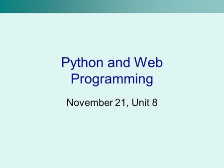 Python and Web Programming