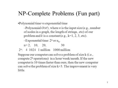 NP-Complete Problems (Fun part)