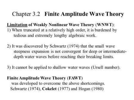 Chapter 3.2 Finite Amplitude Wave Theory