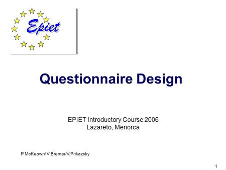 EPIET Introductory Course 2006
