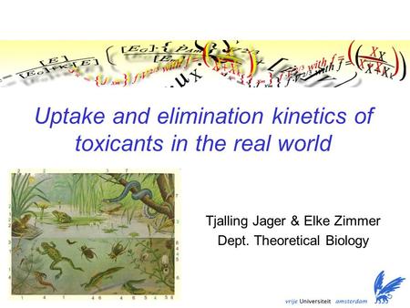 Uptake and elimination kinetics of toxicants in the real world Tjalling Jager & Elke Zimmer Dept. Theoretical Biology TexPoint fonts used in EMF. Read.