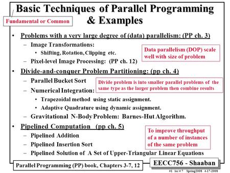 Basic Techniques of Parallel Programming & Examples