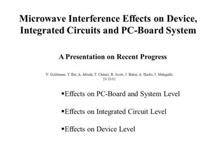 Microwave Interference Effects on Device,