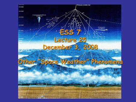 ESS 7 Lecture 25 December 3, 2008 Other “Space Weather” Phenomena.