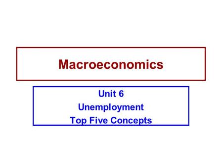 Unit 6 Unemployment Top Five Concepts