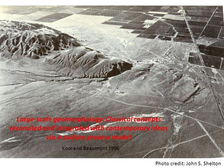 Large-scale geomorphology: Classical concepts reconciled and integrated with contemporary ideas via a surface process model Kooi and Beaumont 1996 Photo.