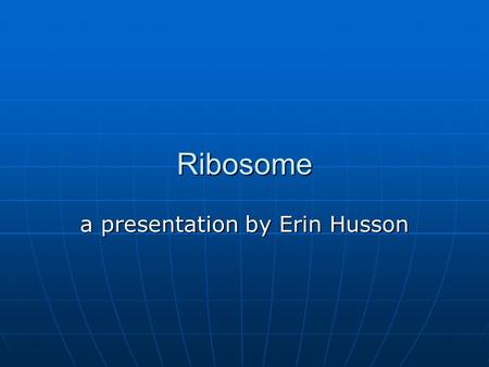 Ribosome a presentation by Erin Husson. Just a quick overview of what we’re going to cover… What ribosome is and what its subunits are The purpose of.