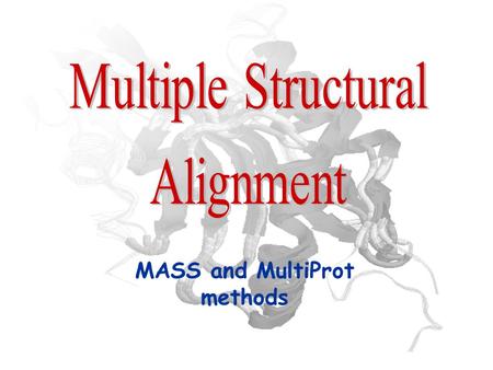 MASS and MultiProt methods. Problem Definition Input: a collection of 3D protein structures Goal: find substructures common to two or more proteins.