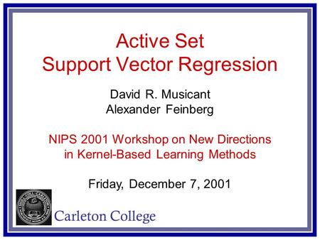 Active Set Support Vector Regression