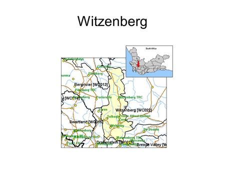 Witzenberg. Population Profile Total population: 78625 Area: 17044ha.