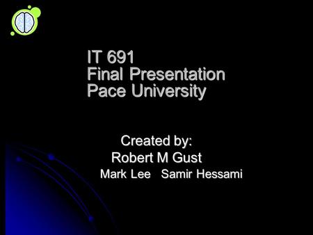 IT 691 Final Presentation Pace University Created by: Robert M Gust Mark Lee Samir Hessami Mark Lee Samir Hessami.