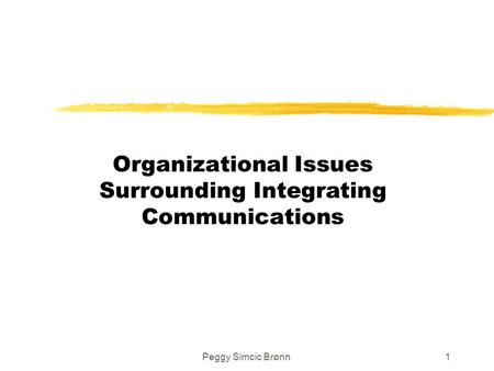 Peggy Simcic Brønn1 Organizational Issues Surrounding Integrating Communications.