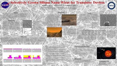 Selectively Grown Silicon Nano-Wires for Transistor Devices Abstract The goal of this project is to fabricate a transistor device using silicon nano-wires.