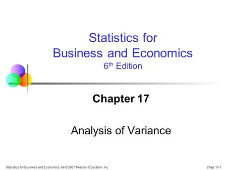 Chapter 17 Analysis of Variance