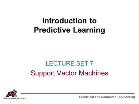 Introduction to Predictive Learning