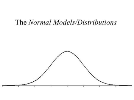 The Normal Models/Distributions. Normal Distribution Parameters The first parameter specified here is shape: symmetric, unimodal, bell shaped. (A formula.