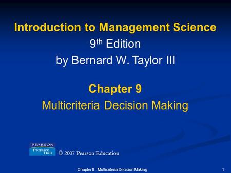 Introduction to Management Science