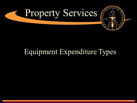 Property Services Equipment Expenditure Types. Overview Equipment expenditure types Determining title Implications of acquiring Government / other owned.