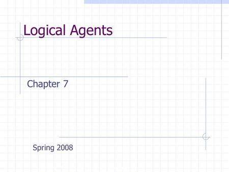 Logical Agents Copyright, 1996 © Dale Carnegie & Associates, Inc. Chapter 7 Spring 2008.