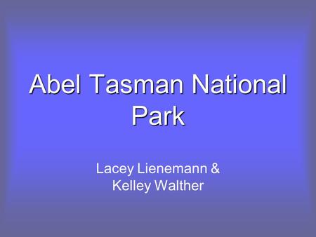 Abel Tasman National Park Lacey Lienemann & Kelley Walther.