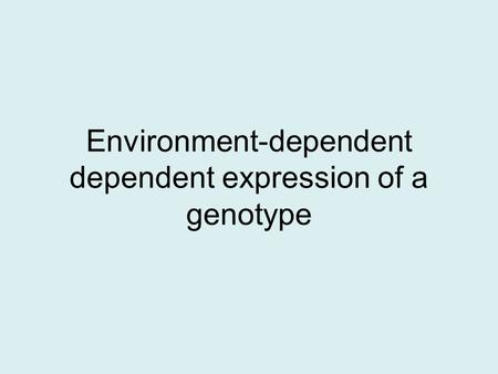 Environment-dependent dependent expression of a genotype.