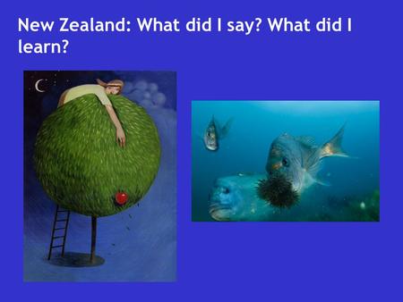New Zealand: What did I say? What did I learn?. Letter from America: Some thoughts on ecosystem-based fishery management. R.C. Francis School of Aquatic.