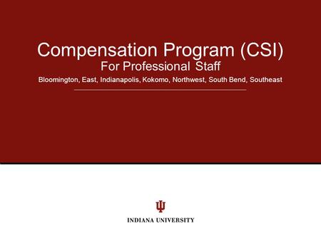 For Professional Staff Bloomington, East, Indianapolis, Kokomo, Northwest, South Bend, Southeast Compensation Program (CSI)