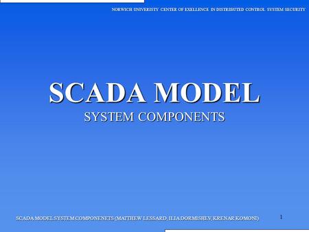 SCADA MODEL SYSTEM COMPONENTS