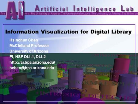 Information Visualization for Digital Library Hsinchun Chen McClelland Professor University of Arizona PI, NSF DLI-1, DLI-2