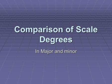 Comparison of Scale Degrees In Major and minor. 1. Scale Degrees ^1, ^2, ^4, and ^5 = Tonal Scale Degrees same for major and all three forms of the minor.