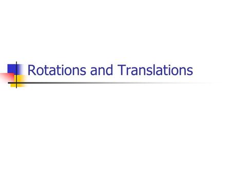 Rotations and Translations. Representing a Point 3D A tri-dimensional point A is a reference coordinate system here.