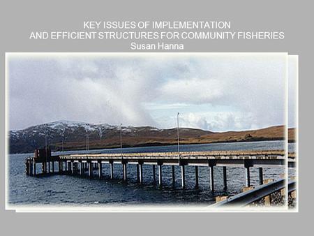 KEY ISSUES OF IMPLEMENTATION AND EFFICIENT STRUCTURES FOR COMMUNITY FISHERIES Susan Hanna.