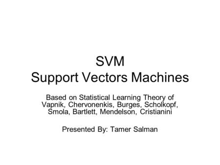 SVM Support Vectors Machines
