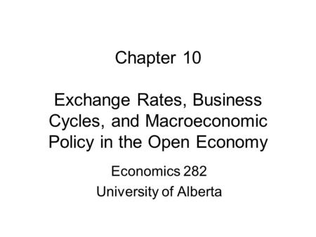 Economics 282 University of Alberta