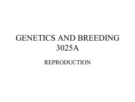 GENETICS AND BREEDING 3025A REPRODUCTION. I.REPRODUCTION IN MALES.