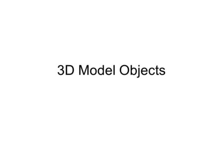 3D Model Objects. Wireframes A wireframe model is a skeletal description of a 3D object. There are no surfaces in a wireframe model; it consists only.