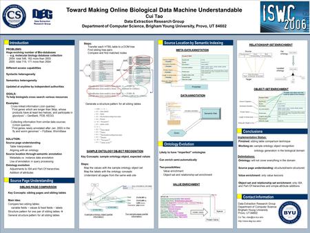 Toward Making Online Biological Data Machine Understandable Cui Tao Data Extraction Research Group Department of Computer Science, Brigham Young University,