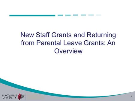 1 New Staff Grants and Returning from Parental Leave Grants: An Overview.